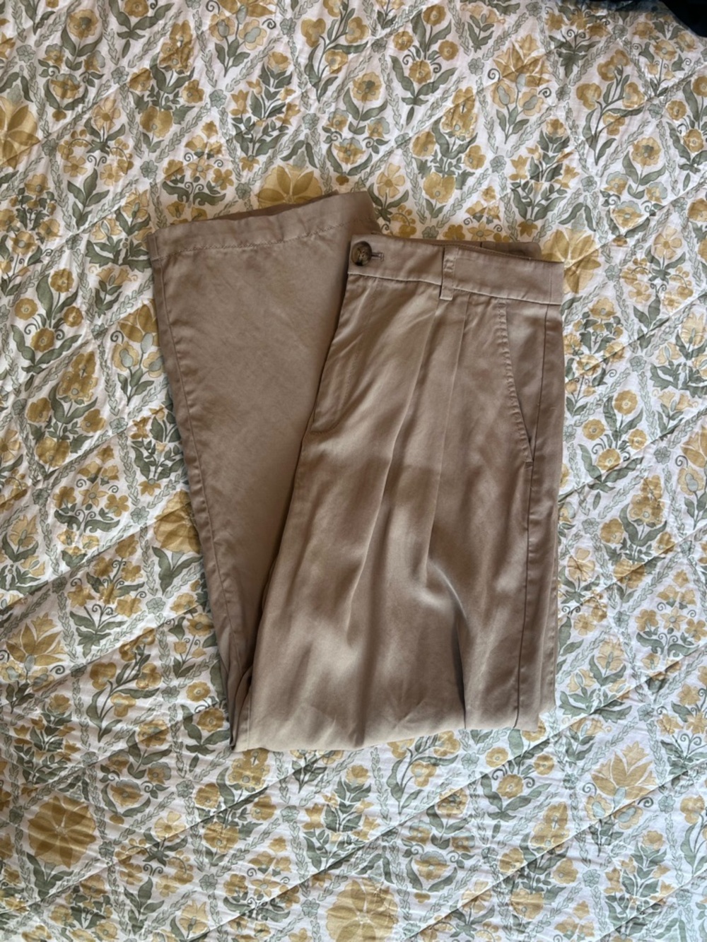 LOFT Taupe Wide-Leg Trousers